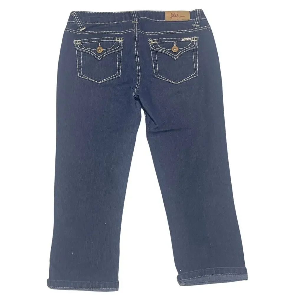 Jake Girls Dark Wash Stretch Denim Cropped Jeans Size 9 - Picture 4 of 9